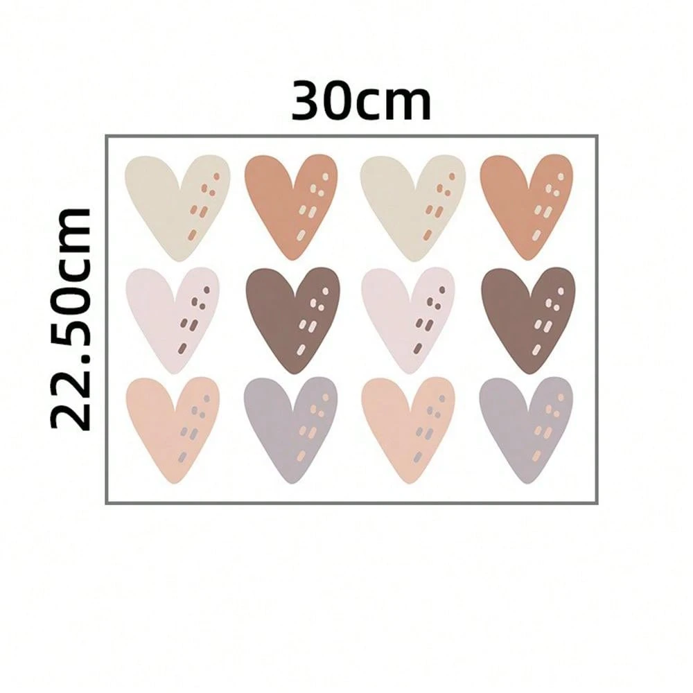 12pcs Lovely Heart Shaped SelfAdhesive Wall Stickers For Baby Room