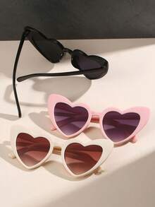 3pcs Retro Heart Shaped Fashion Glasses, Fashion Eyewear For Beach, Photography, Birthday, European And American Style - Multicolor - View 2