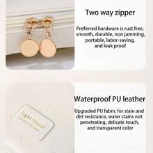 1入組,化妝品和化妝刷收納便攜袋,旅行化妝袋,防水化妝包拉鍊袋,帶手柄的旅行優雅化妝品組織器,情人節禮物 - 米色 - 查看 9