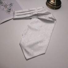 1pc Men'S White Paisley Patterned British Style Pocket Square For Dress Shirts, Formal & Daily Wear - White - View 3