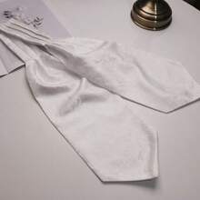 1pc Men'S White Paisley Patterned British Style Pocket Square For Dress Shirts, Formal & Daily Wear - White - View 2