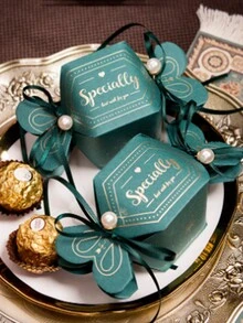 10pcs Simple Creative Green Gift Box, Candy Shape DIY Chocolates Package Box For Birthday Party Wedding Christmas Valentine's Day Spring Festival Gift Decoration - Green - View 4