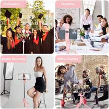 Tripie para Celular,Selfie Stick Bluetooth Trípode para Móvil ,360°Rotación Extensible Palo Selfie Trípode para Transmisión en Vivo Al Aire Libre/Fotografía,Android Ios y Otros Celular Inteligentes,Selfie Stick Tripod 3 en 1, Bluetooth Selfie Stick con control remoto, trípode portátil retráctil con rotación de 360 ​​°, compatible con varios teléfonos, adecuado para viajar, fotos y videos Selfie,Tripode de paloh ad de selfie inalambrico plegable con obturador bluetootecuado para soporte de transmision en vivo de telefonos moviles,Tripié portátil 6 en 1 con soporte para celular control bluetooth y espejo. Palo selfie stick 360 grados rotacion monopod extensible facil de usar must para viajes,Baston De Selfie Con Trípode Extensible Para Teléfono Celular - Portátil, Plegable, Control Remoto, Compatible Con Smartphones Iphone/samsung/android - Rosa - Ver 3