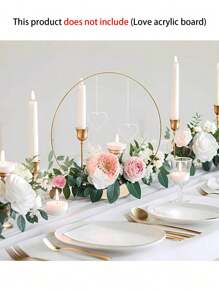 1 Pieza/3 Piezas Centro De Mesa Floral Con Aro Para Decoración De Mesa, Centro De Mesa Dorada Para Bodas Con Base Circular De Madera, Para Decoración De Bodas Diy, Artesanía De Pared Colgante - Dorado - Ver 10