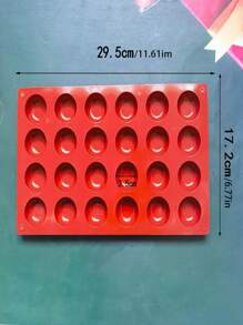 1pc 24-Cavity Small Cake & Chocolate & Soap & Jelly & Steamed Bread Mold With Circular Shapes, Silicon Baking Tool - Red - View 2