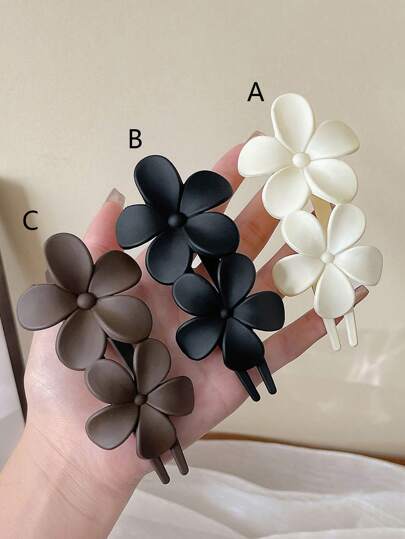 1pc Women's Black White Brown Retro Frosted Flower Large Lightweight Plastic Hair Claw Hairpin, Fashionable And Versatile, High-End, Elegant And Atmospheric Hair Accessories Clip, Suitable For Daily Outings To Tie Hair, Wash Face, Bathe, Make Up, Match Clothes, Use Jewelry And Headgear Gripper Cute Claw Clips Hair Claws Hair Barrettes