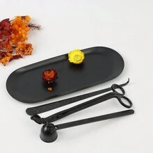 1套4入組不銹鋼溶劑器剪切器滅燭器蠟燭修剪器,磨砂黑金銀玫瑰金刻字燭照護套裝,適用於芳香療法蠟燭和家居裝飾 - 黑色 - 查看 5
