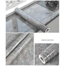 1roll Super Thick Aluminum Foil Material Self-Adhesive Removable Wall Sticker Waterproof & Oilproof Wallpaper For Bathroom & Kitchen Renovation,Stickers,Wall Decal, Vinyl Decal For Home Decorations,Spring Decoration Items Refresh Your Home,Rama Decoration Stickers Gifts Birthday Graduation Kitchen Decor - Grey - View 8