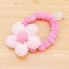1入組女孩可愛糖果色系春季系列花朵和蝴蝶結頭飾，配有亮片蝴蝶結，彈性和珠狀頭飾，適合日常使用 - 西瓜粉 - 查看 7