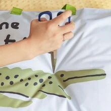 1只卡通印花牛津布防水手提收納袋,耐用大容量 - 淺藍色 - 查看 4