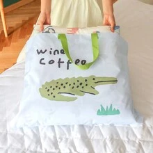 1只卡通印花牛津布防水手提收納袋,耐用大容量 - 淺藍色 - 查看 6