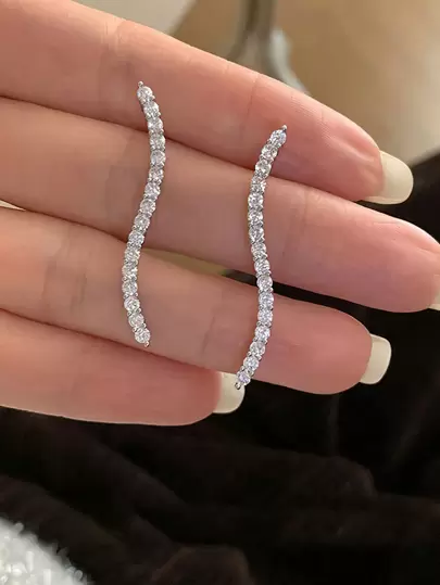 925純銀立體形狀長曲線耳環，2023假期獨特風格的全新設計