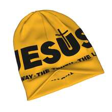 保暖的冬季帽子,上面印有jesus Christ The Way The Truth The Life,休闲风尚的 Skullies Beanies 帽帽,男女耳暖,送給男友的完美禮物 - 杏色 - 查看 4