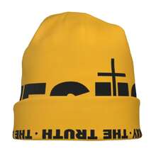 保暖的冬季帽子,上面印有jesus Christ The Way The Truth The Life,休闲风尚的 Skullies Beanies 帽帽,男女耳暖,送給男友的完美禮物 - 杏色 - 查看 6
