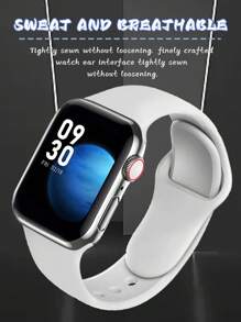 1入組白色矽膠運動智慧手錶錶帶，中性，相容於Apple Watch 錶帶38 毫米40 毫米41 毫米42 毫米44 毫米45 毫米49 毫米，適用於Ultra/se/8/7/6/5/4/3/ 2/1 系列 - 白色 - 查看 4