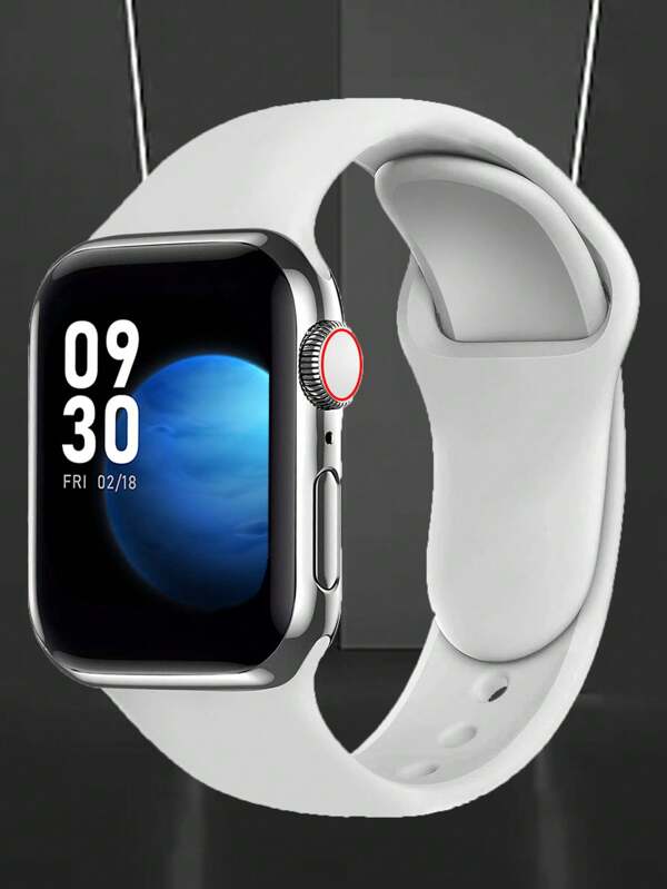 1pc White Silicone Sport Smartwatch Band, Unisex, Compatible With Apple Watch Bands 38mm 40mm 41mm 42mm 44mm 45mm 49mm, Fit For Series Ultra/se/8/7/6/5/4/3/2/1