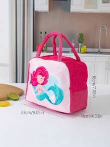 1入組卡通人魚圖案鋁箔加厚便攜購物袋適合男女孩子,適用於戶外使用 - 紅色 - 查看 5