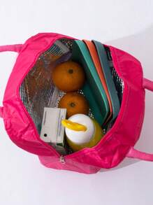 1入組卡通人魚圖案鋁箔加厚便攜購物袋適合男女孩子,適用於戶外使用 - 紅色 - 查看 4