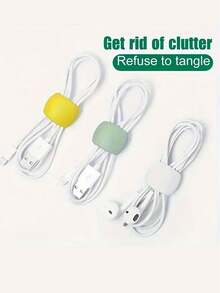 1入/4入組矽膠電纜綁帶，用於電纜管理，可重覆使用的家用電纜整理器，聽歌器、手機充電器、滑鼠、音頻、電腦的矽膠電纜收納和固定，電纜包裝和收納，適用於辦公室、廚房、學校、旅行 - 粉色 - 查看 9