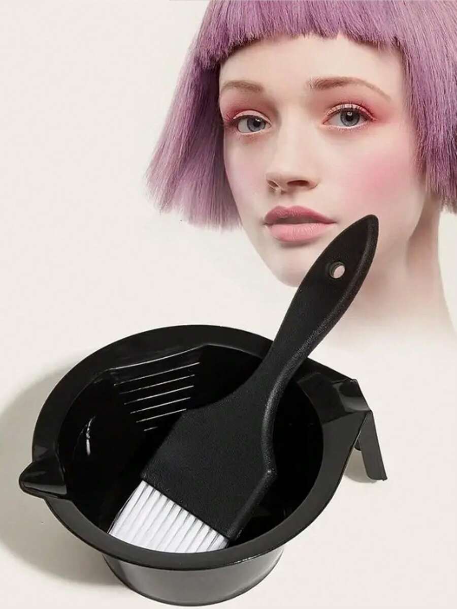 2入組染髮工具套裝,染髮刷攪拌碗套裝,染髮刷和碗,髮型美容用品 - 黑色 - 查看 1