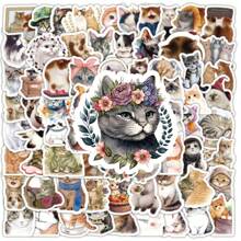 100pcs Cute Cartoon Watercolor Cat Sticker Set For Ins And Diy Decoration Of Glass, Cup, Notebook, Phone Case, Luggage, Fridge, Computer, Scrapbooking And Desktop. These Are Self-Adhesive, Waterproof And Easy To Peel Stickers Without Leaving Stains. - Multicolor - View 10