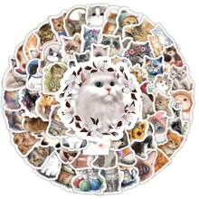 100pcs Cute Cartoon Watercolor Cat Sticker Set For Ins And Diy Decoration Of Glass, Cup, Notebook, Phone Case, Luggage, Fridge, Computer, Scrapbooking And Desktop. These Are Self-Adhesive, Waterproof And Easy To Peel Stickers Without Leaving Stains. - Multicolor - View 7