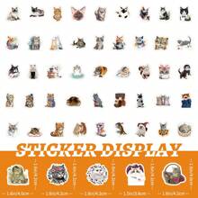 100pcs Cute Cartoon Watercolor Cat Sticker Set For Ins And Diy Decoration Of Glass, Cup, Notebook, Phone Case, Luggage, Fridge, Computer, Scrapbooking And Desktop. These Are Self-Adhesive, Waterproof And Easy To Peel Stickers Without Leaving Stains. - Multicolor - View 2