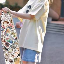 100pcs Cute Cartoon Watercolor Cat Sticker Set For Ins And Diy Decoration Of Glass, Cup, Notebook, Phone Case, Luggage, Fridge, Computer, Scrapbooking And Desktop. These Are Self-Adhesive, Waterproof And Easy To Peel Stickers Without Leaving Stains. - Multicolor - View 5