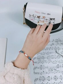 1條波西米亞風格的手工珠寶手鍊,設有邪惡的眼睛圖案和幸運符號,適合男女佩戴,可調節長度,適合日常穿著 - 邪惡之眼幸運手鐲 - 查看 1