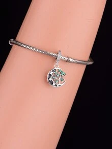 1個簡單的925純銀家族樹項鍊,帶珠子供diy和紀念,男女通用生日禮物