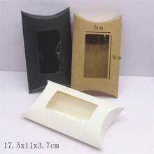 10pcs Black/White/Kraft Paper Three-Tone, Multi-Size Pillow Box With Pvc Window Packaging Gift Box Candy Box - 10 Window Pillow Boxes - View 14