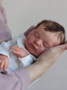 GUESSBELLY 50厘米逼真重生睡娃娃，3D彩绘皮肤，血管清晰，20英寸柔软硅胶新生儿可爱睡前玩具，适合女孩圣诞礼物 - 白色 - 查看 4