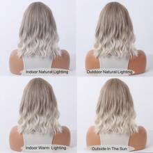 迷人灰银色至金色渐变浪漫波浪鲍勃发型 14 英寸带刘海合成假发，适合女性日常使用派对度假节日自然性感可爱适度学院风简约休闲万圣节圣诞节角色扮演耐热假发 - 彩色 - 查看 7
