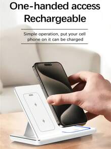 3 In 1 Foldable LED Fast Wireless Charger Stand Compatible With IPhone 14 13 12 11 Apple Watch Airpods Pro 8 7 Charging Station - White - View 9