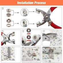 102入組金屬按扣及配件,備有鉗子和收納盒,適用於diy工藝、衣物、帽子和縫紉
