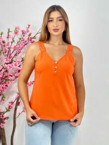 Women Tank Tops & Camis - 橘色 - 查看 2