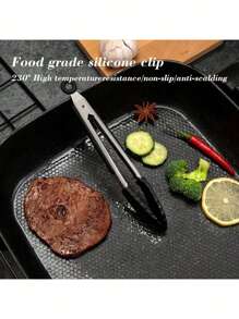 1pc Grill Tong, Food Clip, High Temperature Resistance, Non-Slip Silicone, For Cooking, BBQ, Baking, Kitchen Tools 9in - Multicolor - View 2