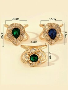 1pc Women's Zinc Alloy Hollow Out, Gemstone & Rhinestone Decor, Oversized Scarf Clip, Luxury & Chic - Multicolor - View 3