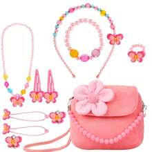 10 Piezas De Accesorios De Mariposa Y 1 Pieza De Conjunto De Bolsa Infantil De Flor 3d: ¡un Regalo Perfecto Para Niñas!