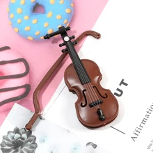 1pair Women's Fashionable Wooden Violin Shaped Earrings Christmas Gift - Violin - View 2