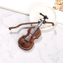 1pair Women's Fashionable Wooden Violin Shaped Earrings Christmas Gift - Violin - View 3