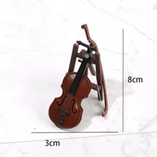 1pair Women's Fashionable Wooden Violin Shaped Earrings Christmas Gift - Violin - View 4