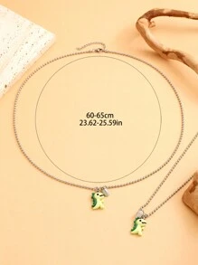 ATLVXJL Set de 2 collares con colgante en forma de corazón de dinosaurio que brillan en la oscuridad, de acero inoxidable, para parejas, regalo del Día de San Valentín - Multicolor - Ver 11