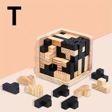 54 件 3d 木製立方體拼圖智商玩具益智玩具,適合拼圖愛好者,腦筋急轉彎遊戲 - 棕色 - 查看 4