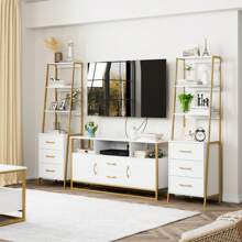 ITUSUT Tall Bookshelf, 3-Tier Bookcase, Industrial Ladder Shelf With 3 Wooden Drawers, Open Storage Shelves For Living Room, Entryway, Home Office - White - View 6