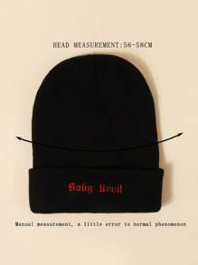 1pc Y2k Style Unisex Ski Hat With 'You Can Do It' Text, Knitted Cap, Outdoor Warm Casual Beanie For Winter Daily Commuting - Black - View 4