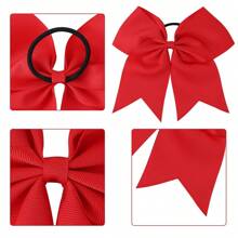 4 件套蝴蝶结发带、弹簧夹发夹、发饰、女士优质发圈 - 紅色 - 查看 3