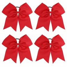 4 件套蝴蝶结发带、弹簧夹发夹、发饰、女士优质发圈 - 紅色 - 查看 2