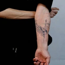 1 件艺术个性化图案 1-2 周临时纹身贴纸防水 1-2 周持久蝴蝶图案假纹身，适合男性和女性 - 轻松展示您的风格 - 黑色 - 查看 4