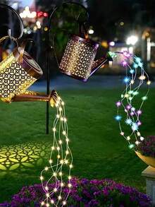 1入組太陽能澆水罐燈，戶外太陽能花園燈，花園步道裝飾燈，戶外太陽能花園燈，掛燈防水，金屬太陽能瀑布燈，適用於派對假期花園通道、路徑、景觀裝飾燈；2入組太陽能戶外花園裝飾燈，太陽能花園燈，蒲公英彩色LED-IP65防水太陽能花園燈戶外花園、草坪、景觀路徑、婚禮聚會裝飾燈，新年禮物 - 彩色 - 查看 8